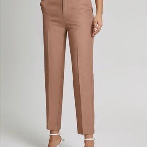 High Waisted Cropped Skinny Straight Leg Trousers